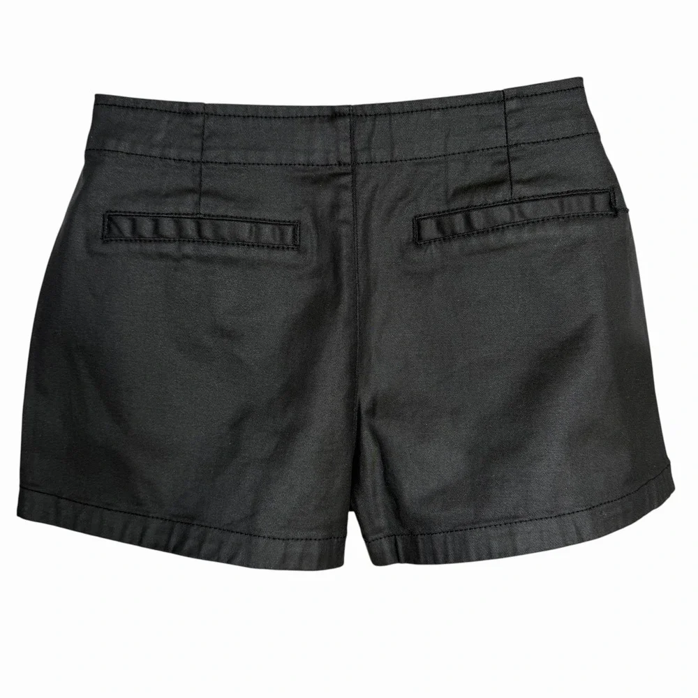 MINKPINK Black Wax Coated Shorts SMALL Scalloped Hem Zippers Goth Edgy